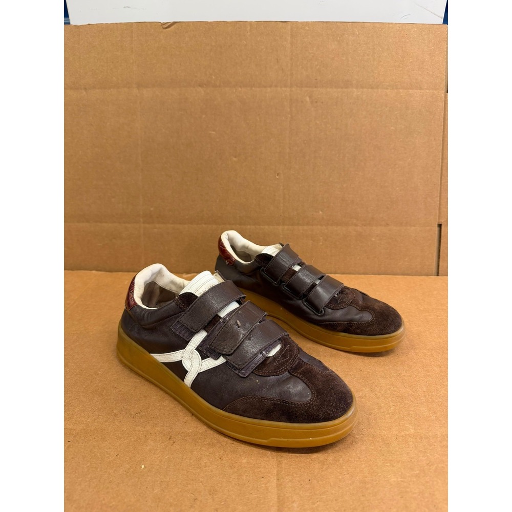 Veronica Beard Reagan Sneakers Espresso White Suede Leather 9M US